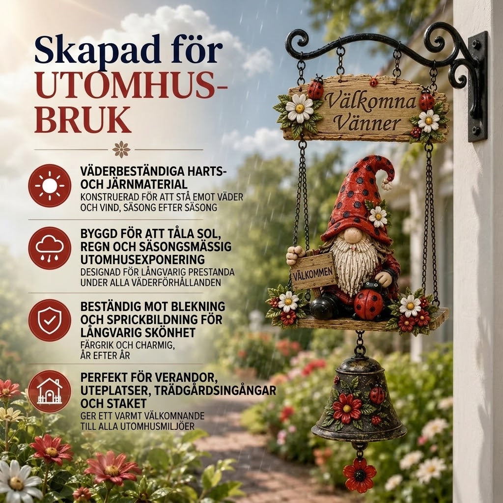 Väderbeständigt trädgårdsornament med bjällror i zinklegering