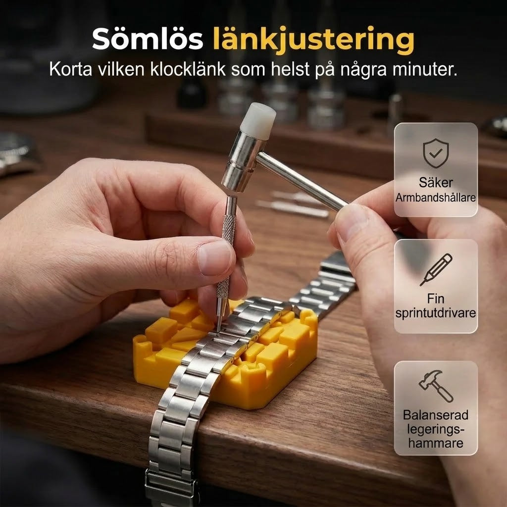 Klockreparationssats för byte av armband och batteri
