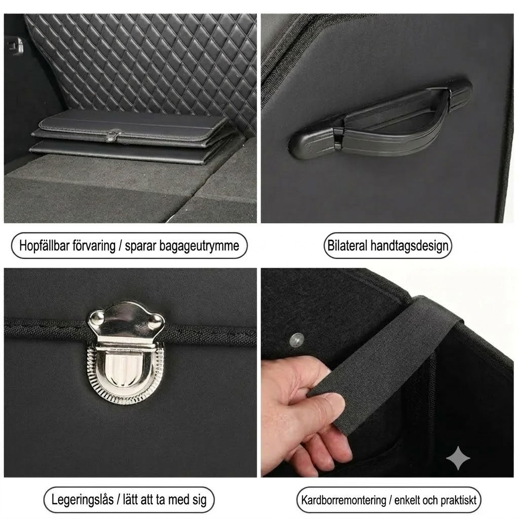Hopfällbar bagageutrymmesorganisatör