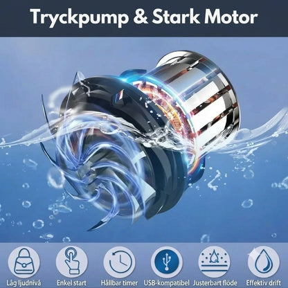 Bärbar vattenpumpsats med slang och spraymunstycken