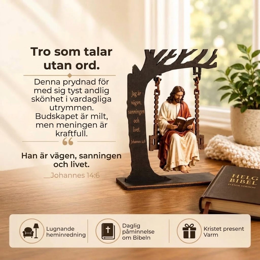 Kristet gungornament i trä med Jesus