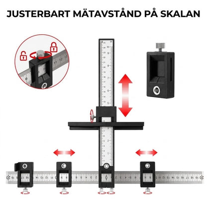 Justerbar borrmall med mätlinjal för exakt borrning