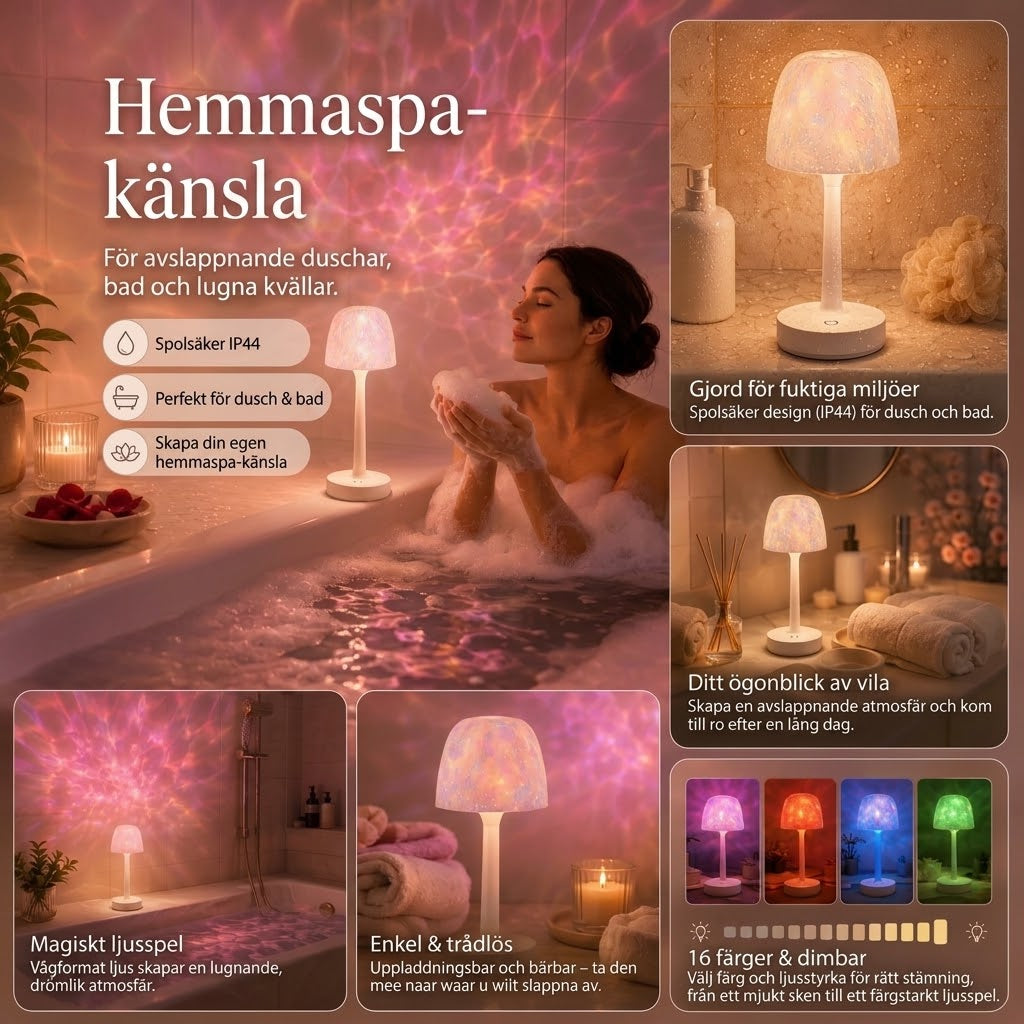 LumaWave bärbar stämningslampa med vågprojektion