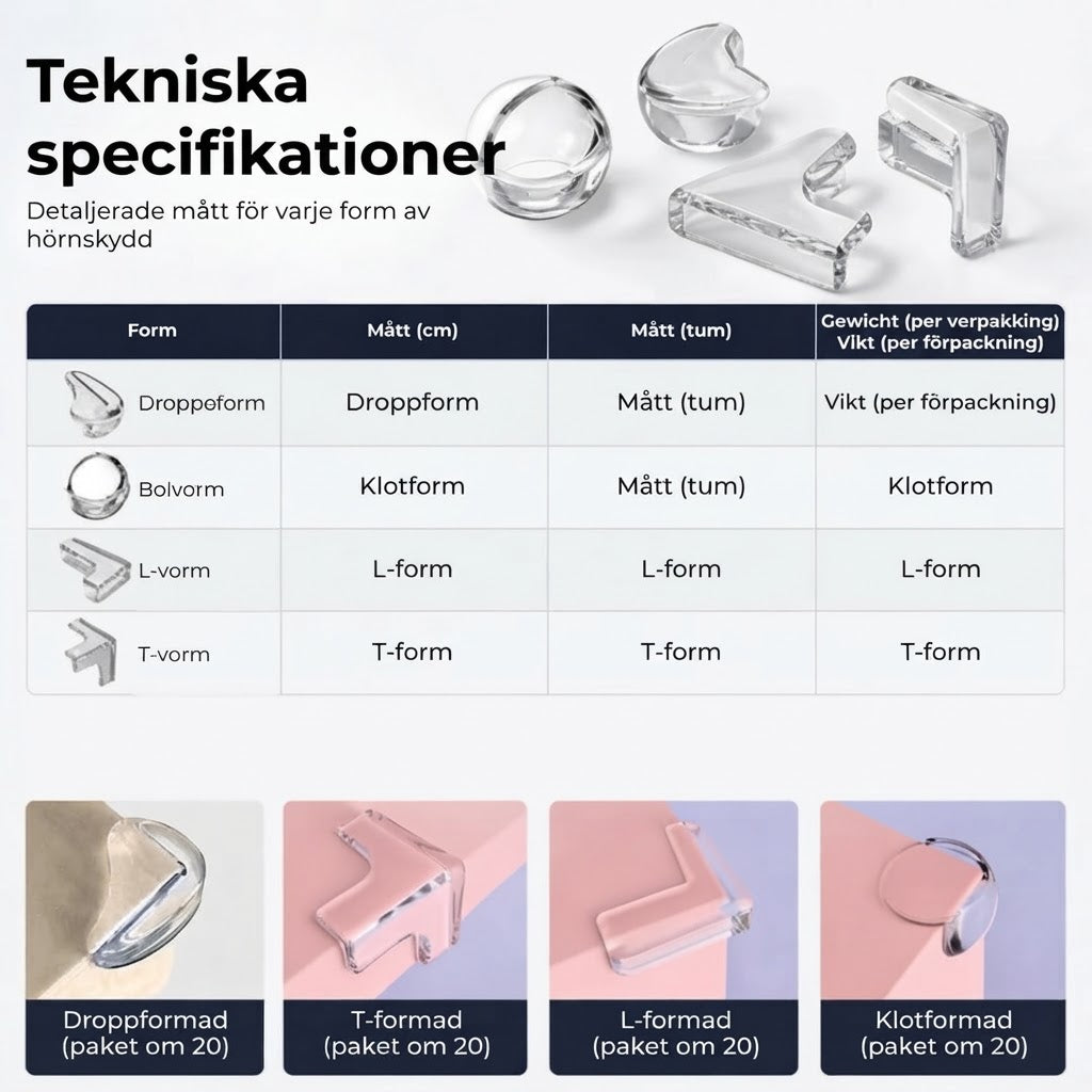 Transparenta hörnskydd för möbler 20-pack