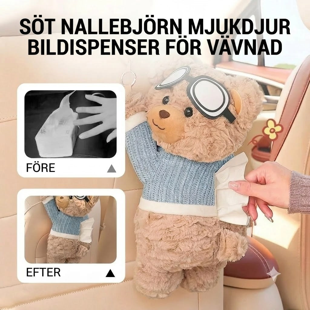 Tissuehållare i form av en plyschbjörn för bilen