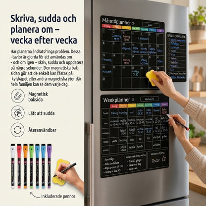 Magnetisk familjeplanerare för månad vecka och dag