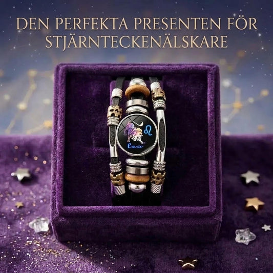 Självlysande stjärnteckensarmband i läder