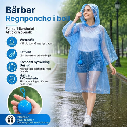 Kompakta vattenavvisande regnponchos 5-pack