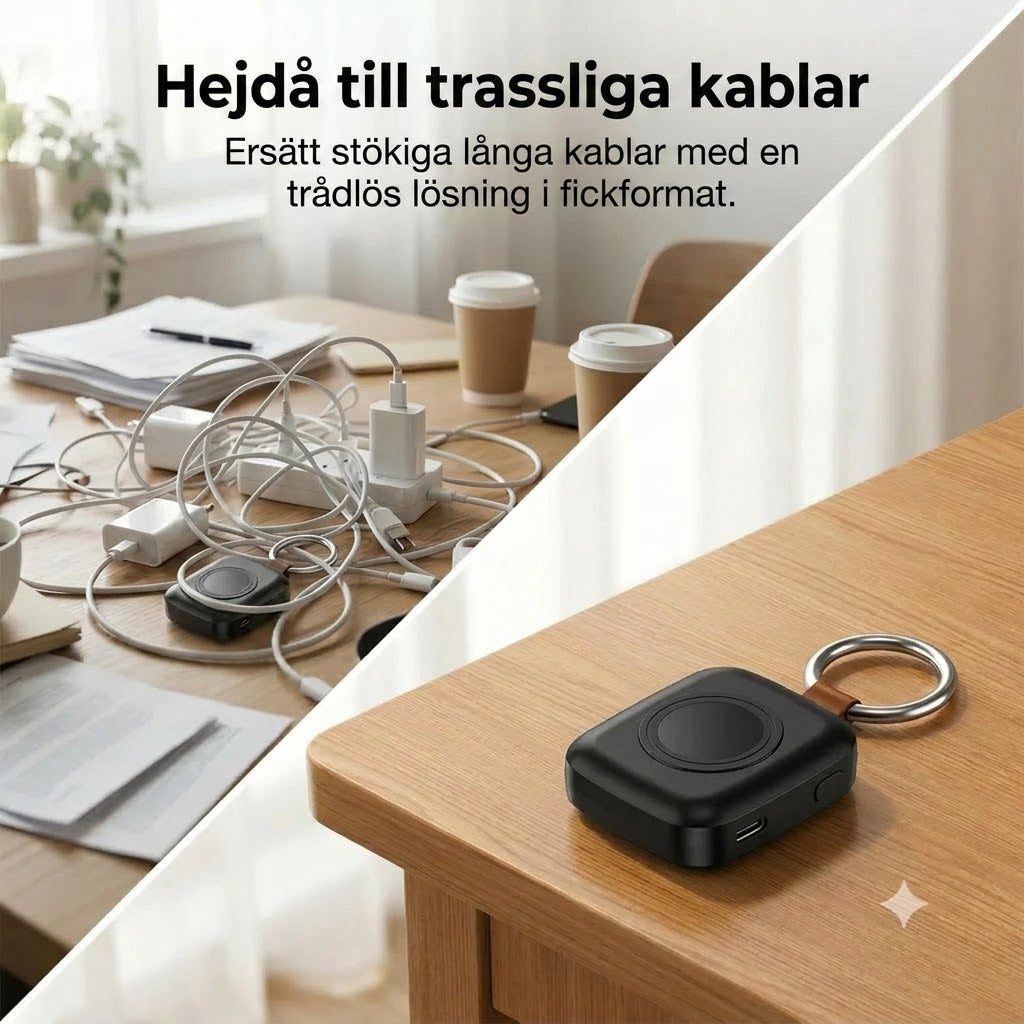 Kompakt magnetisk powerbank för smartklocka 1 200 mAh med nyckelring