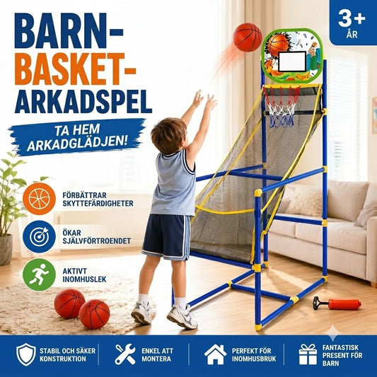 Basketset för Inomhusbruk med Fyra Bollar och Automatisk Bollretur