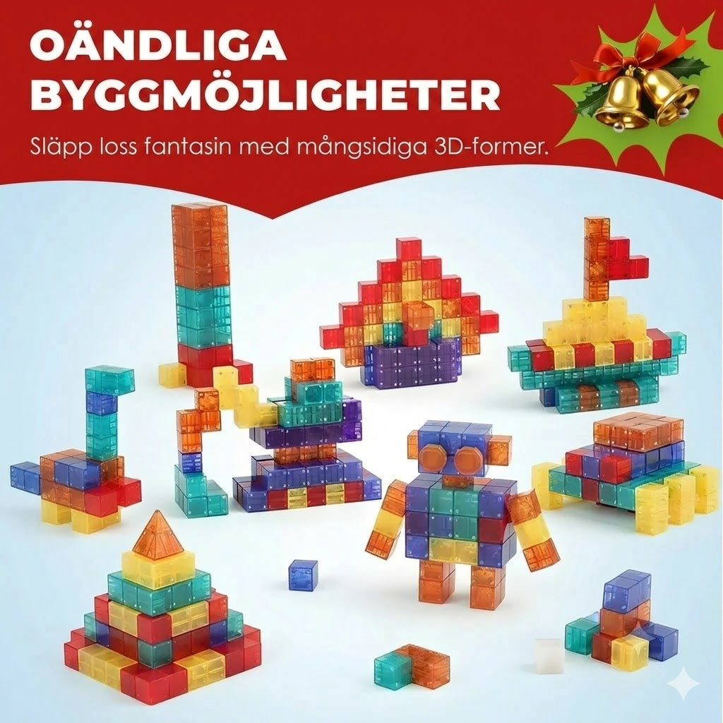 Magnetiska byggblock för barn | 6-sidiga magneter