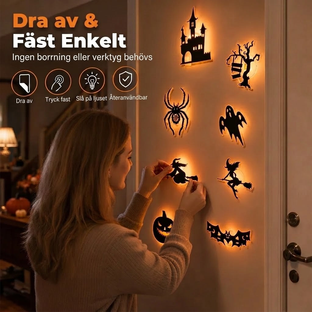 Självlysande Halloween-väggdekaler
