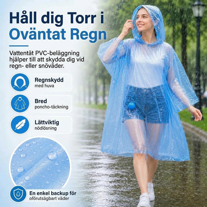 Kompakta vattenavvisande regnponchos 5-pack