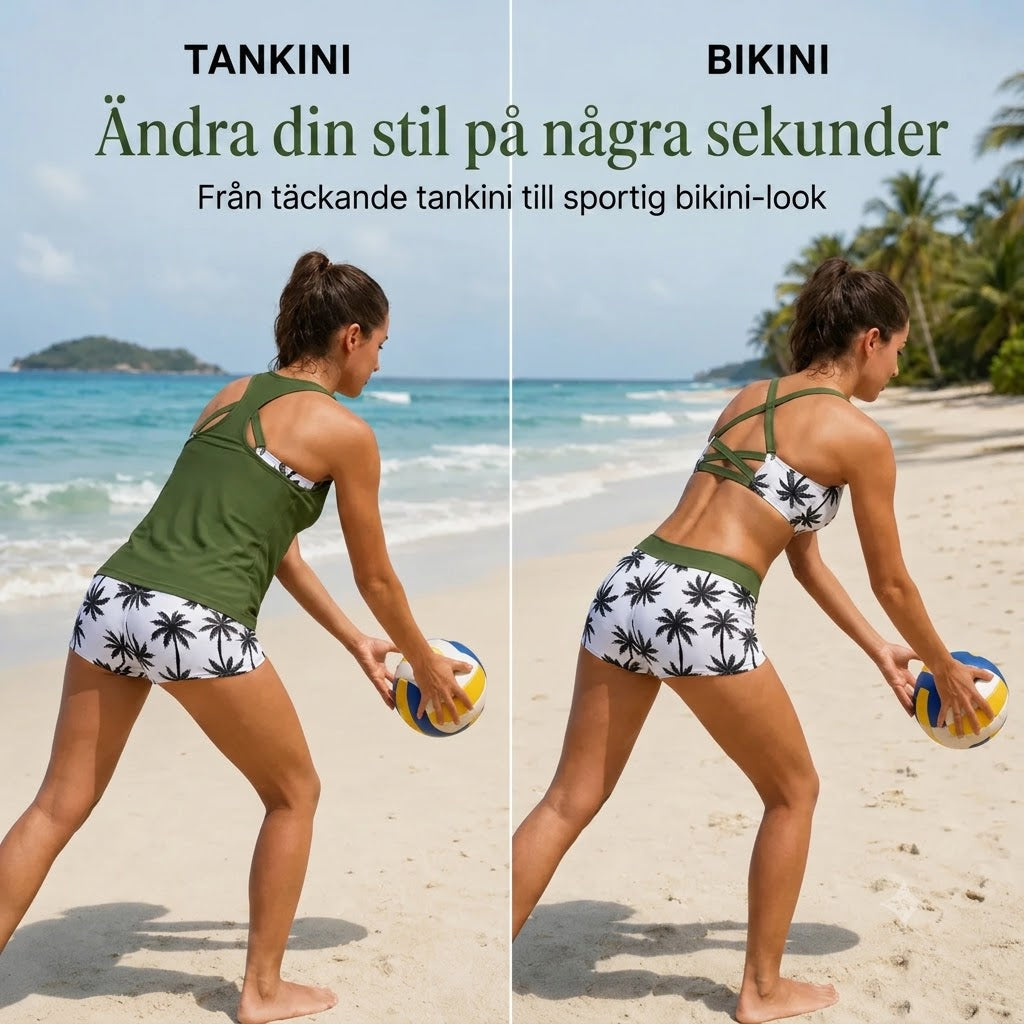 Tankini-set med mage-täckande effekt
