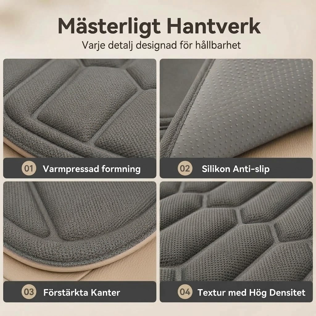 Andningsbar bilstolsdyna med halkskydd och stötdämpning