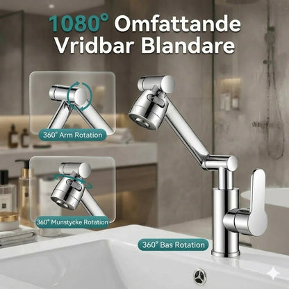 1080° vridbar kranförlängare med 2 vattenlägen (stänksäker)