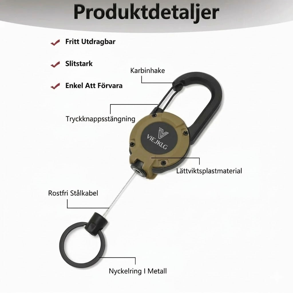 Ny multifunktionell 3-i-1 karbinhake med utdragbar rulle.
