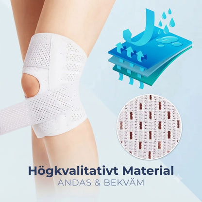 Andningsbara knäskydd med stöd för menisken