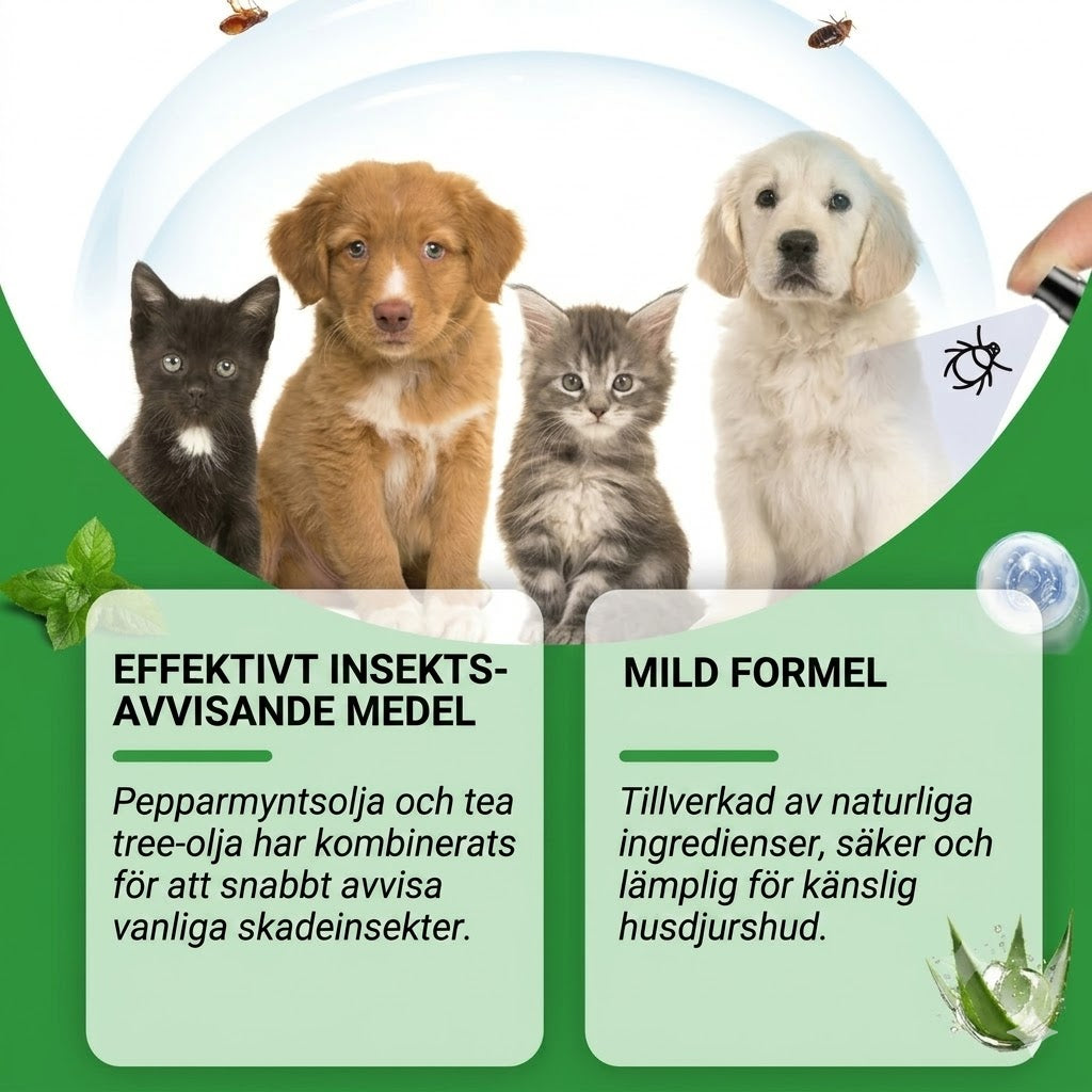 Naturlig fästing- och loppspray för hund och katt