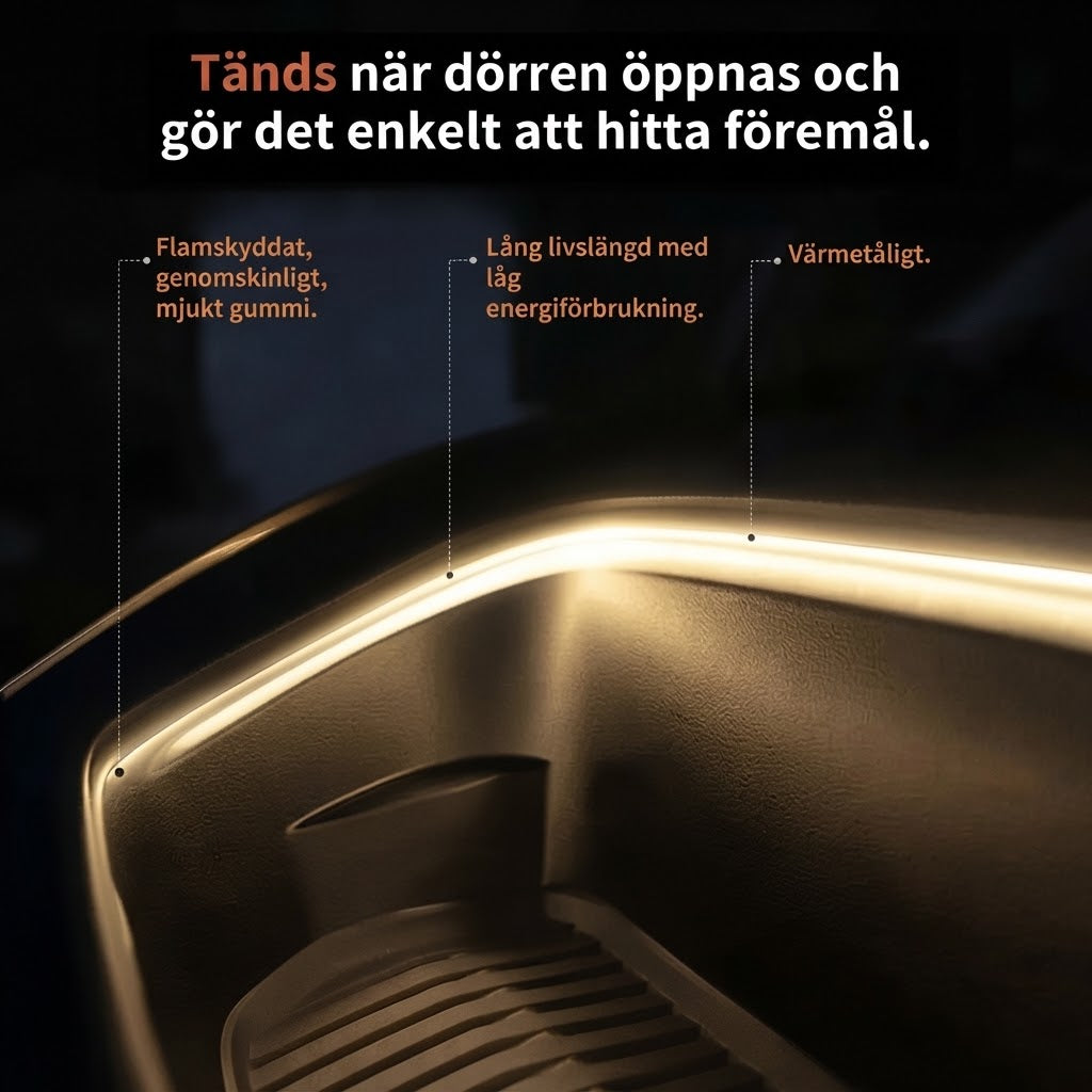 Dynamisk LED-list för bagageutrymme med välkomstfunktion