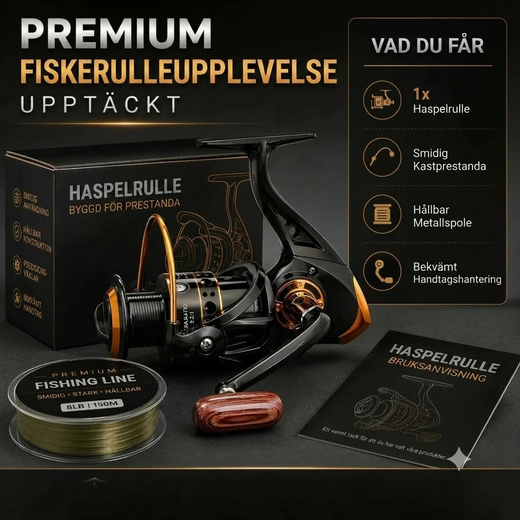 Fiskerulle med CNC-fräst Spole och Huvuddrev i Mässing