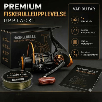 Fiskerulle med CNC-fräst Spole och Huvuddrev i Mässing