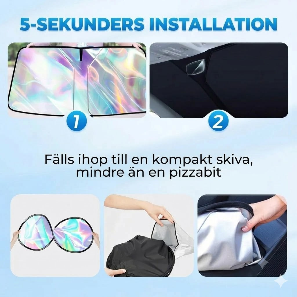 Solskydd för bilrutan med reflekterande aluminiumbeläggning mot extrem värme