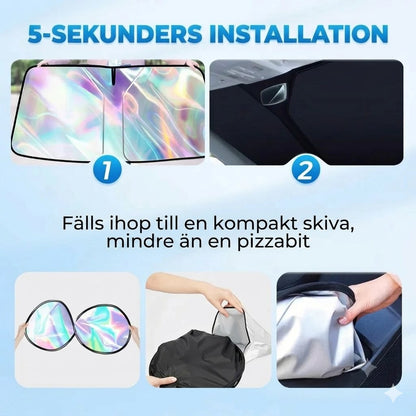 Solskydd för bilrutan med reflekterande aluminiumbeläggning mot extrem värme