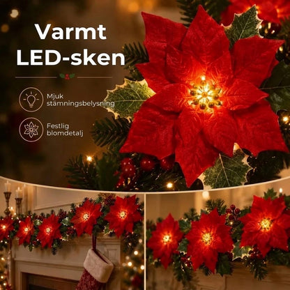 LED-blomsterslinga för juldekoration