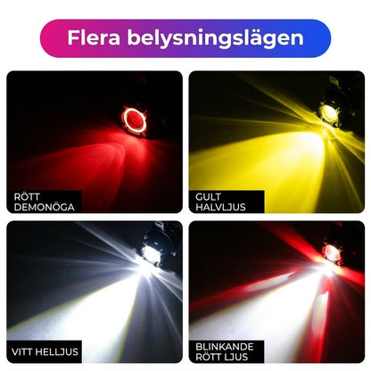 LED-cykellampa med dubbel ljusstråle