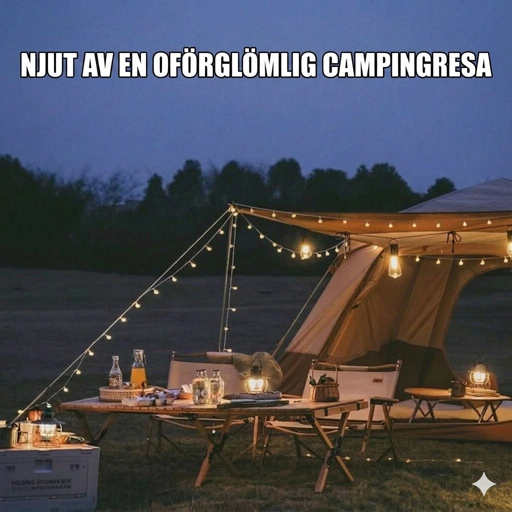 Solcellsdriven tältbelysning (USB-uppladdningsbar LED-campinglykta)