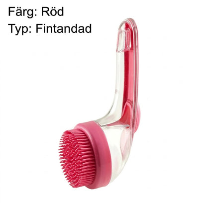Badborste för husdjur med långt handtag och schampodispensern
