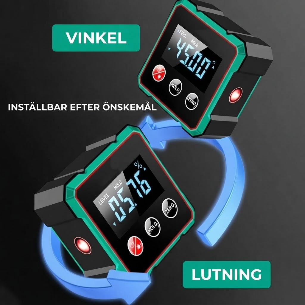 Fyrsidig magnetisk digital vinkelmätare med laser
