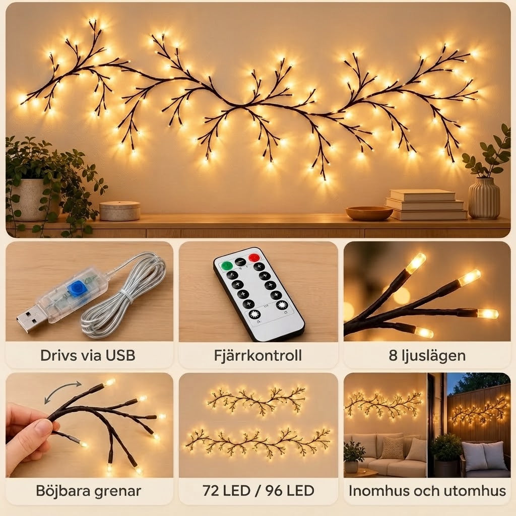 Twinkle Wood LED-dekorationsgrenar