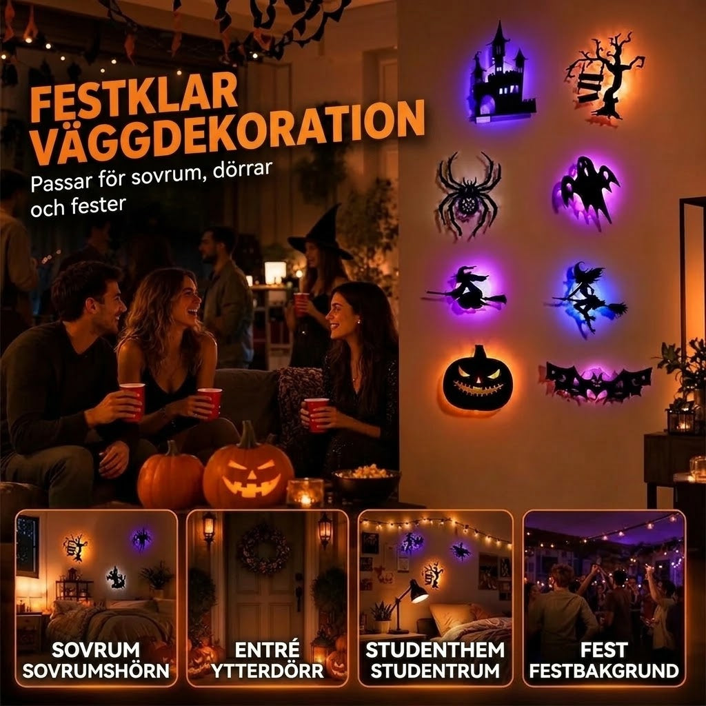 Självlysande Halloween-väggdekaler