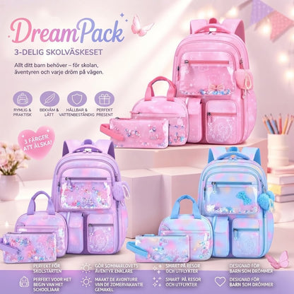 DreamPack 3-delat skolset med glittrande detaljer