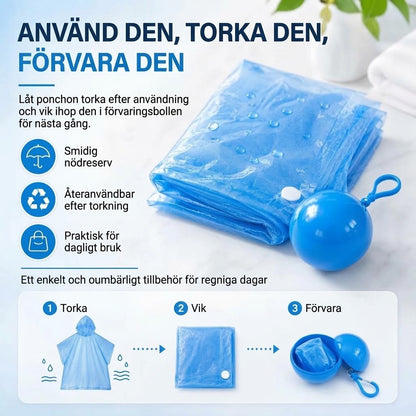 Kompakta vattenavvisande regnponchos 5-pack