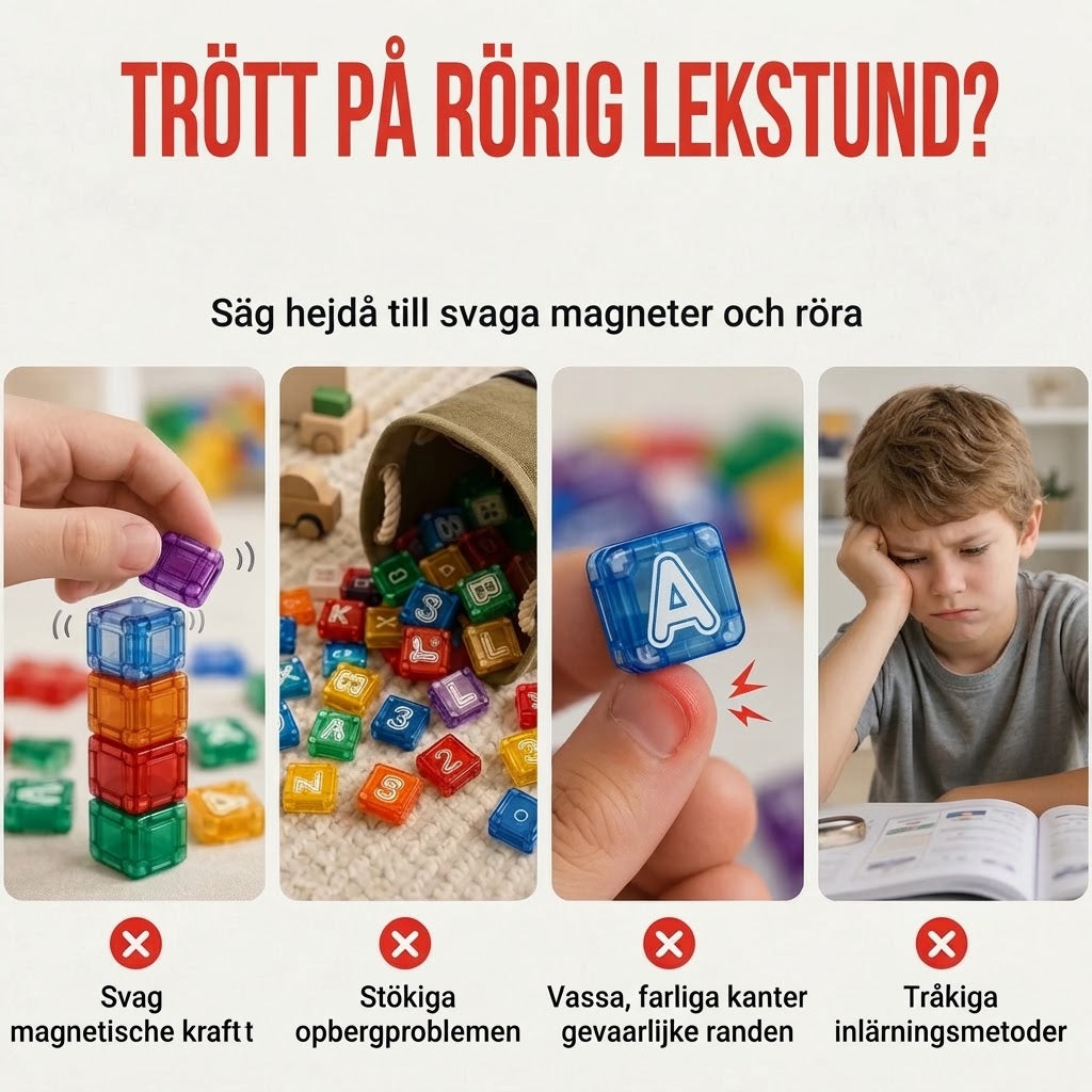 Magnetiska bokstavs- och sifferklossar för barn