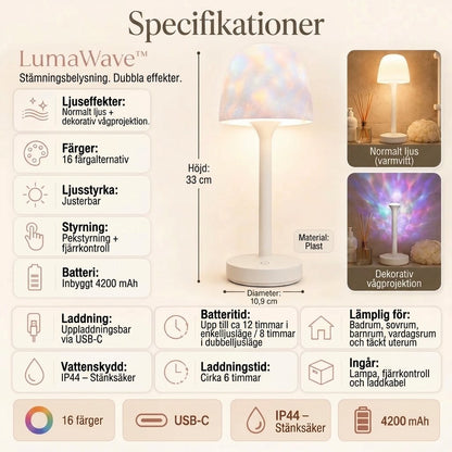 LumaWave bärbar stämningslampa med vågprojektion
