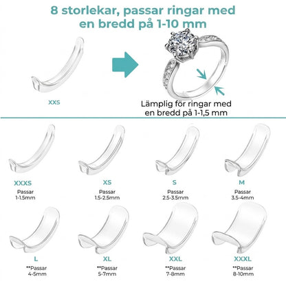 Osynliga ringstorleksjusterare set med 8 stycken