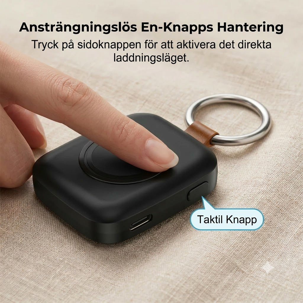 Kompakt magnetisk powerbank för smartklocka 1 200 mAh med nyckelring