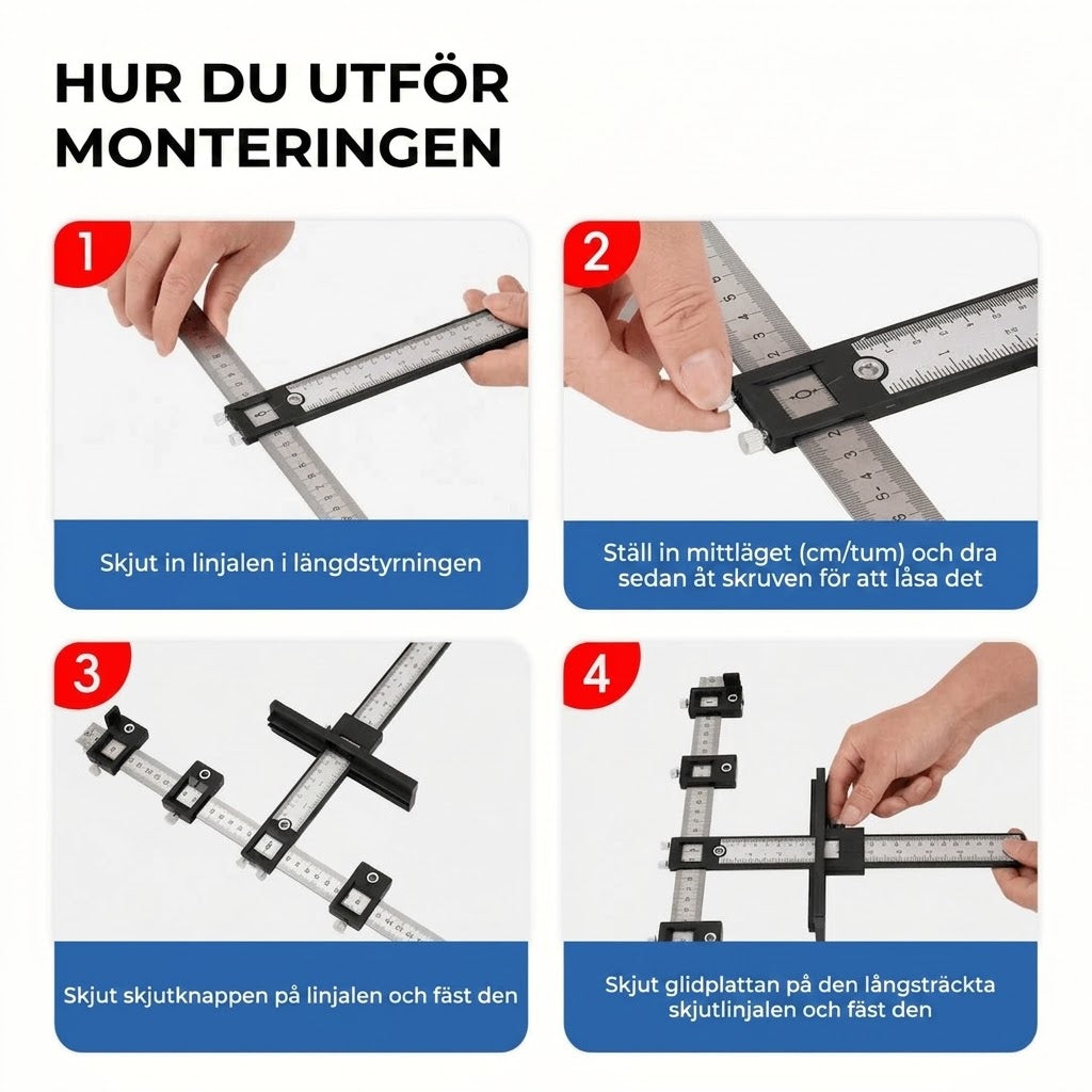 Justerbar borrmall med mätlinjal för exakt borrning
