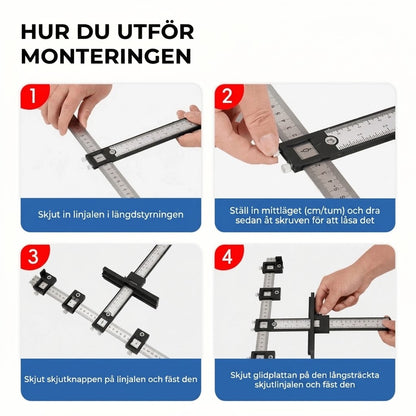 Justerbar borrmall med mätlinjal för exakt borrning