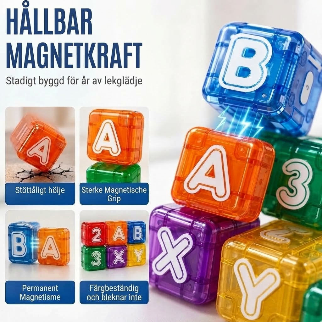 Magnetiska bokstavs- och sifferklossar för barn