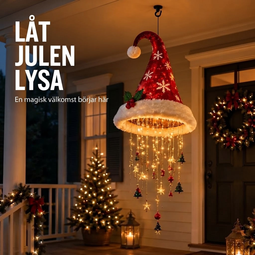 LED-julljuskrona med tomteluvor för juldekoration