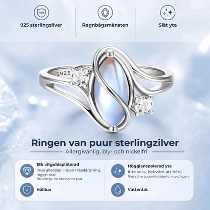 Månstenring med mystisk design