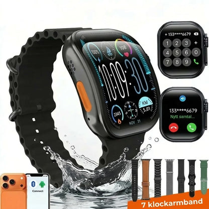 Smartklocka med HD AMOLED-skärm och 7 armband