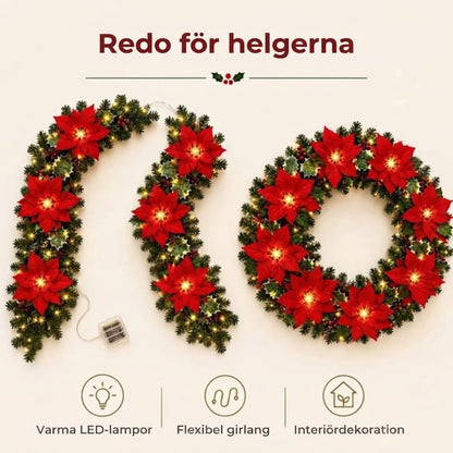 LED-blomsterslinga för juldekoration