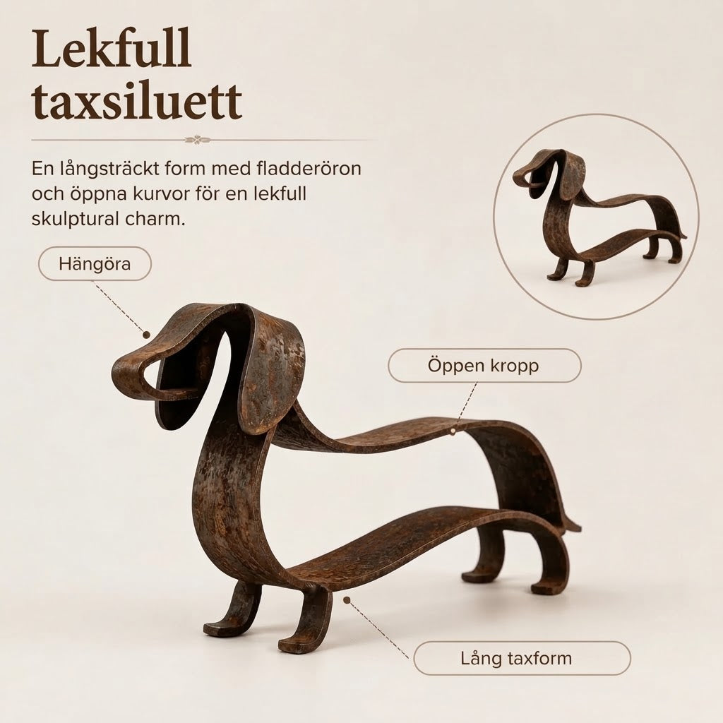 Rustik taxskulptur i metall för heminredning