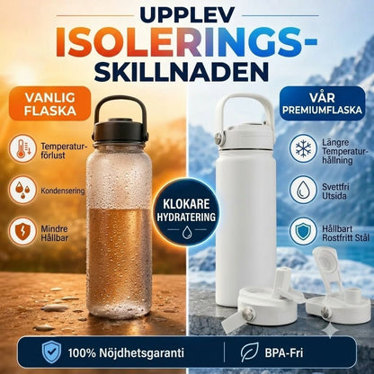 Vakuumisolerad Drickmugg i Rostfritt Stål med Läckagesäkert Lock och Sugrör